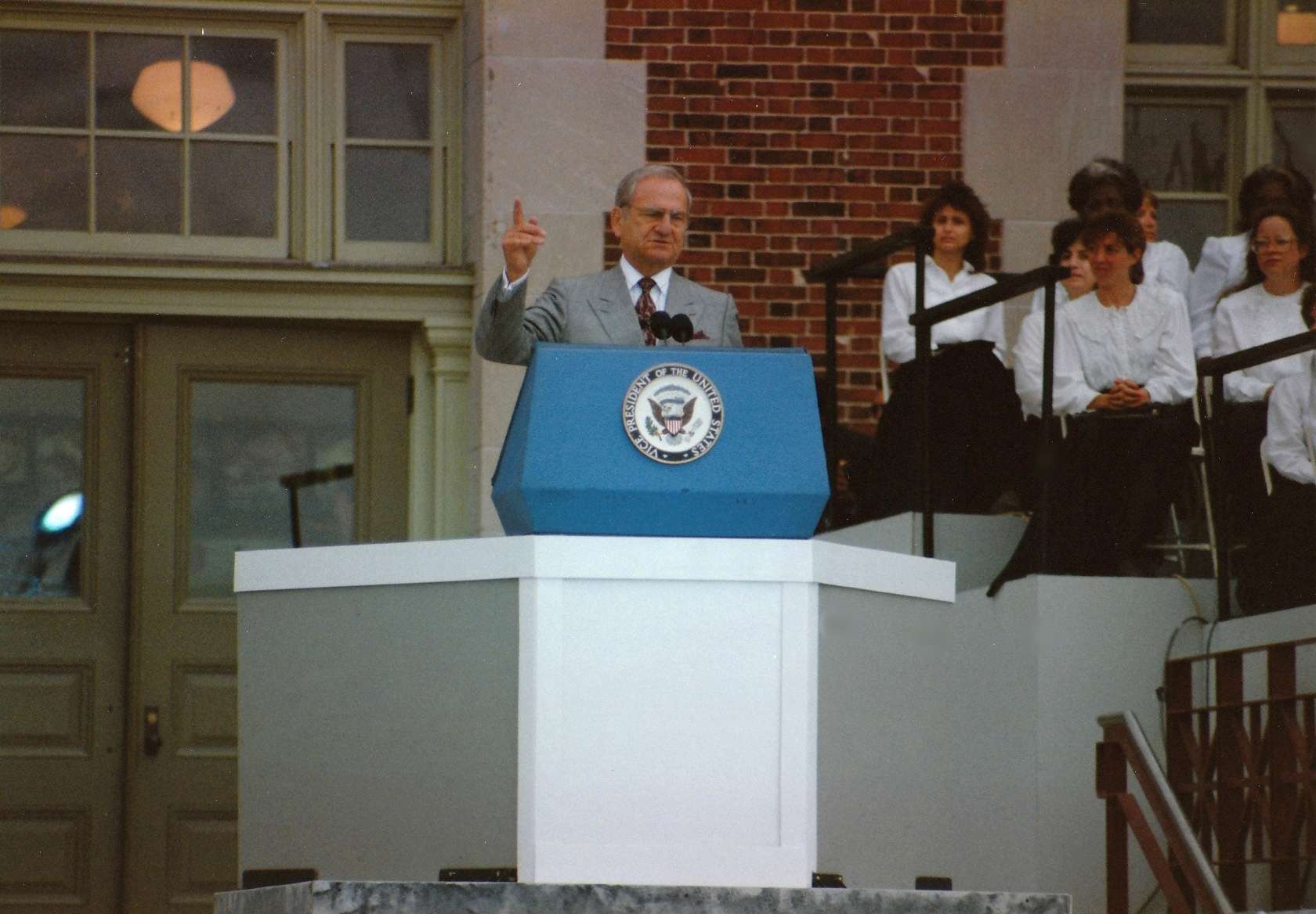 Lee Iacocca at Ellis Island, New York, in September 1990