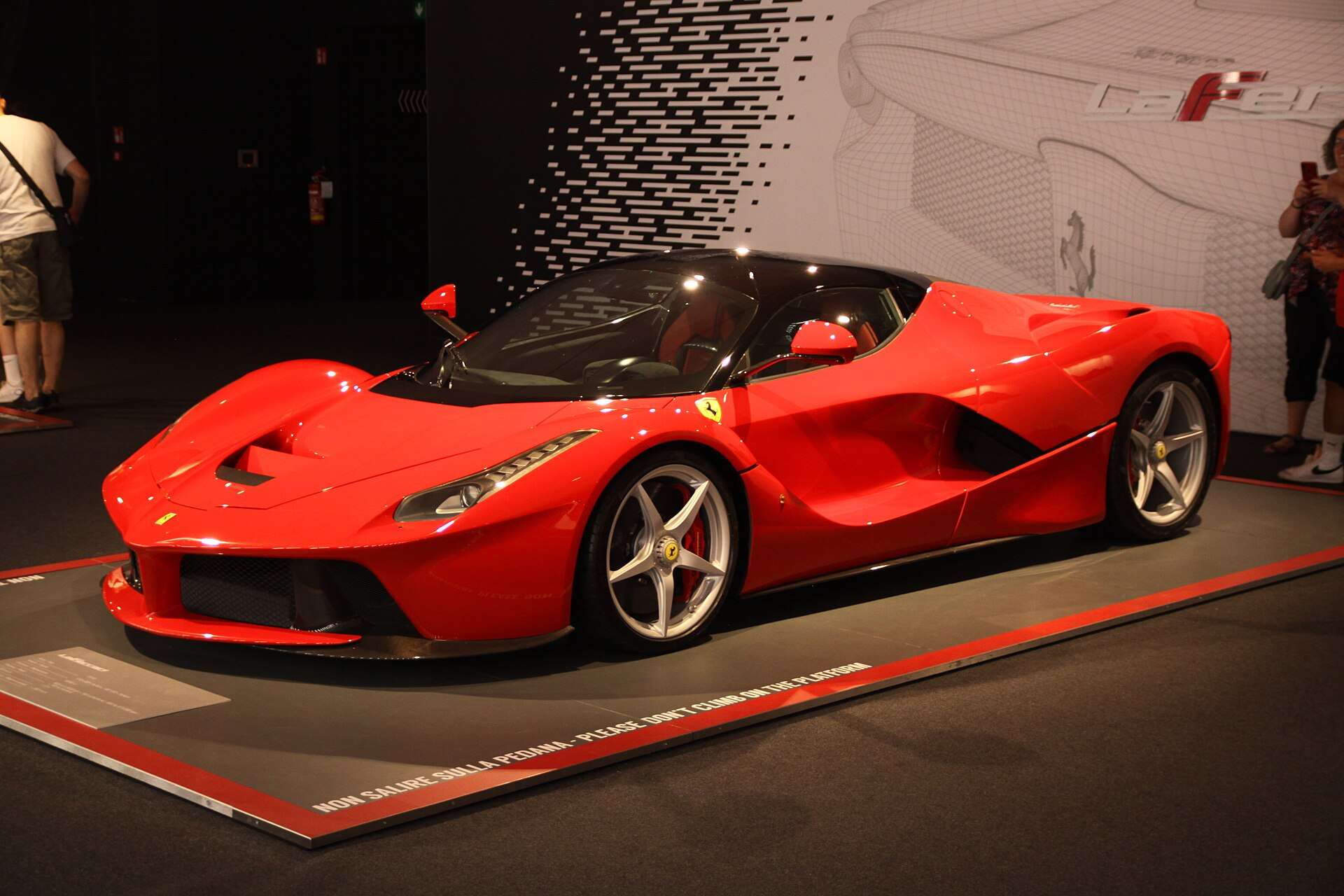 Red Ferrari LaFerrari displayed at the Ferrari museum
