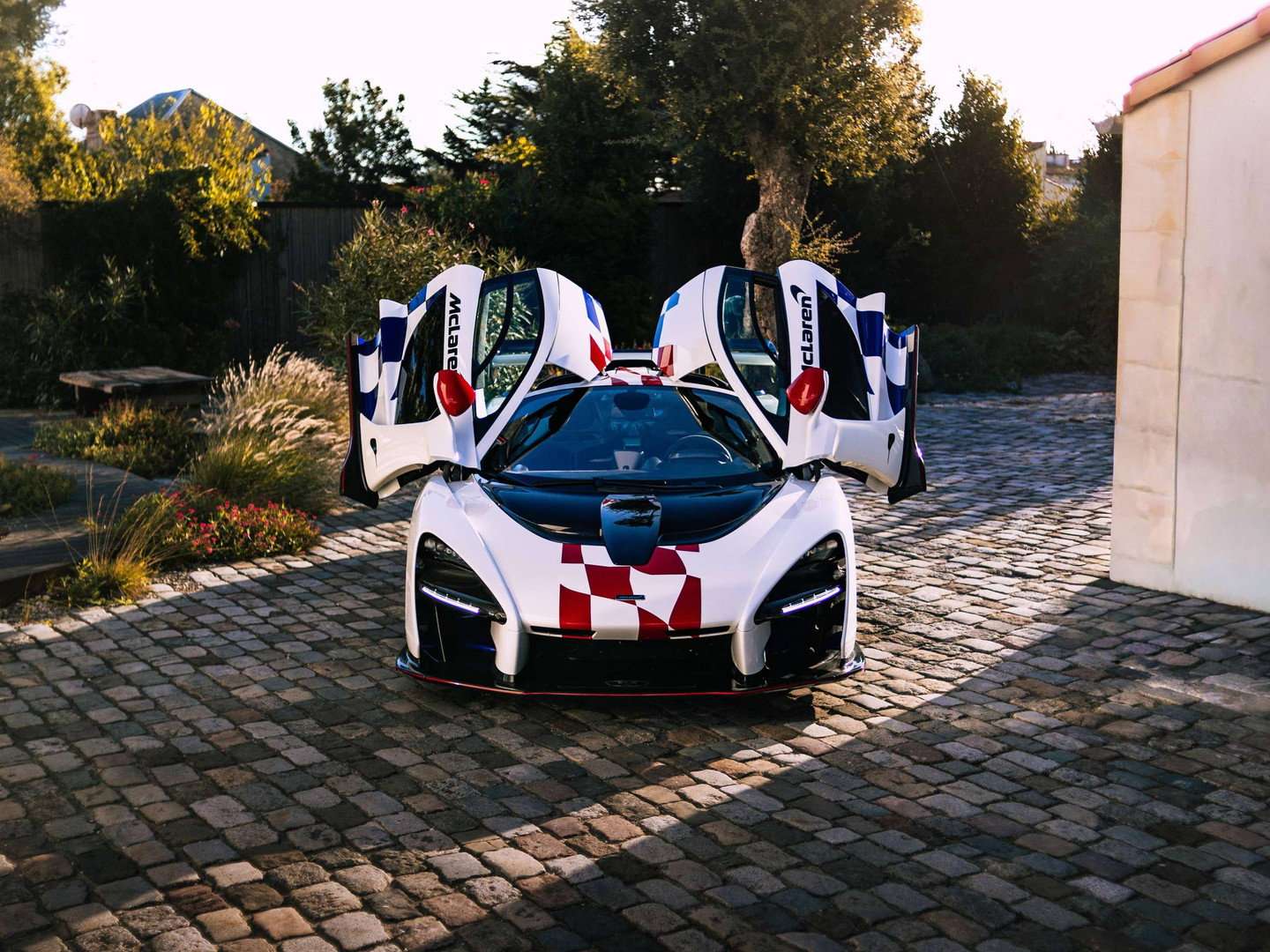 McLaren Senna Fina with dihedral doors open, front view