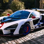 McLaren Senna chassis 027 in MSO Fina tribute livery, front three-quarter view