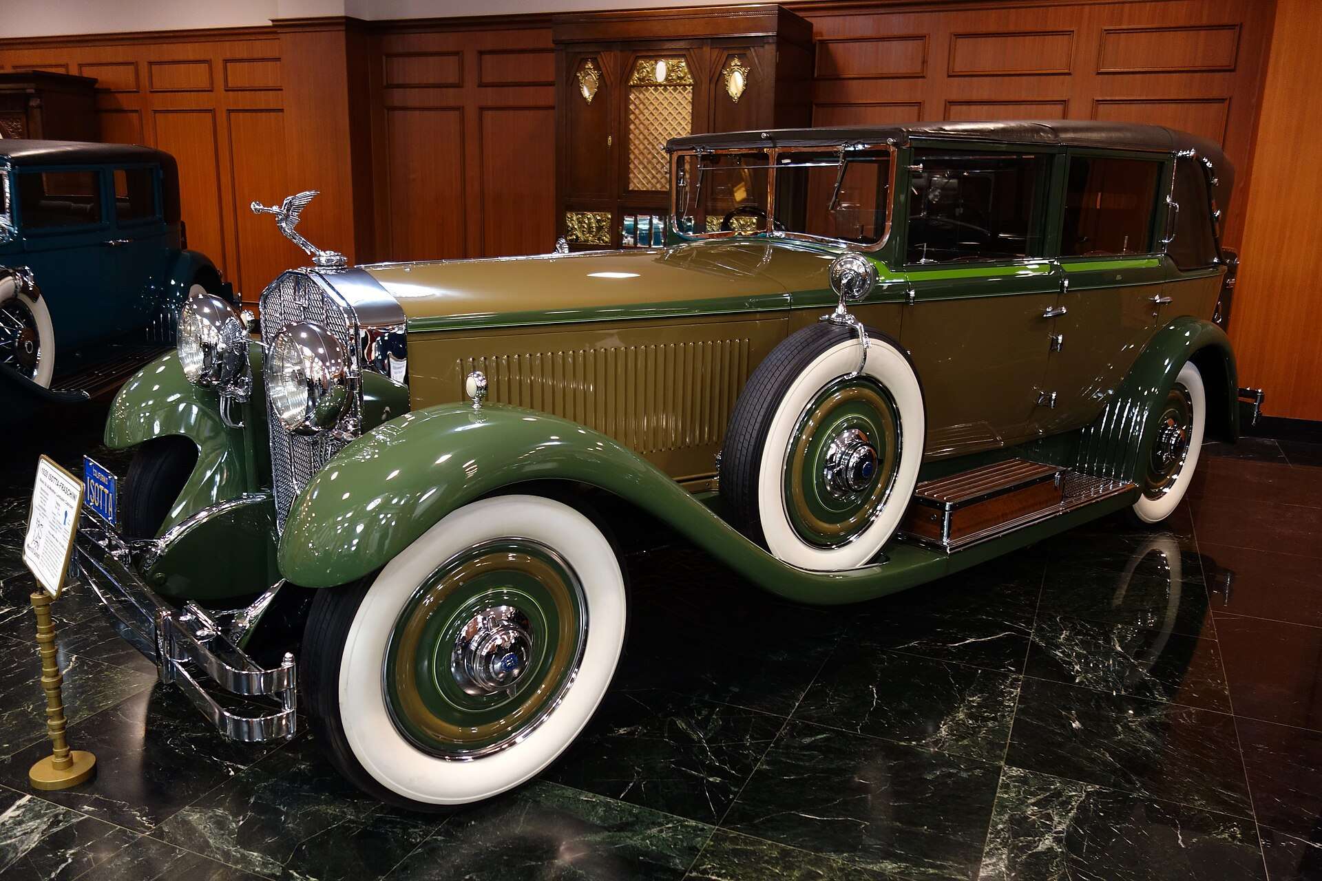 1928 Isotta Fraschini Model 8A all-weather landaulet cabriolet displayed at the Nethercutt Collection