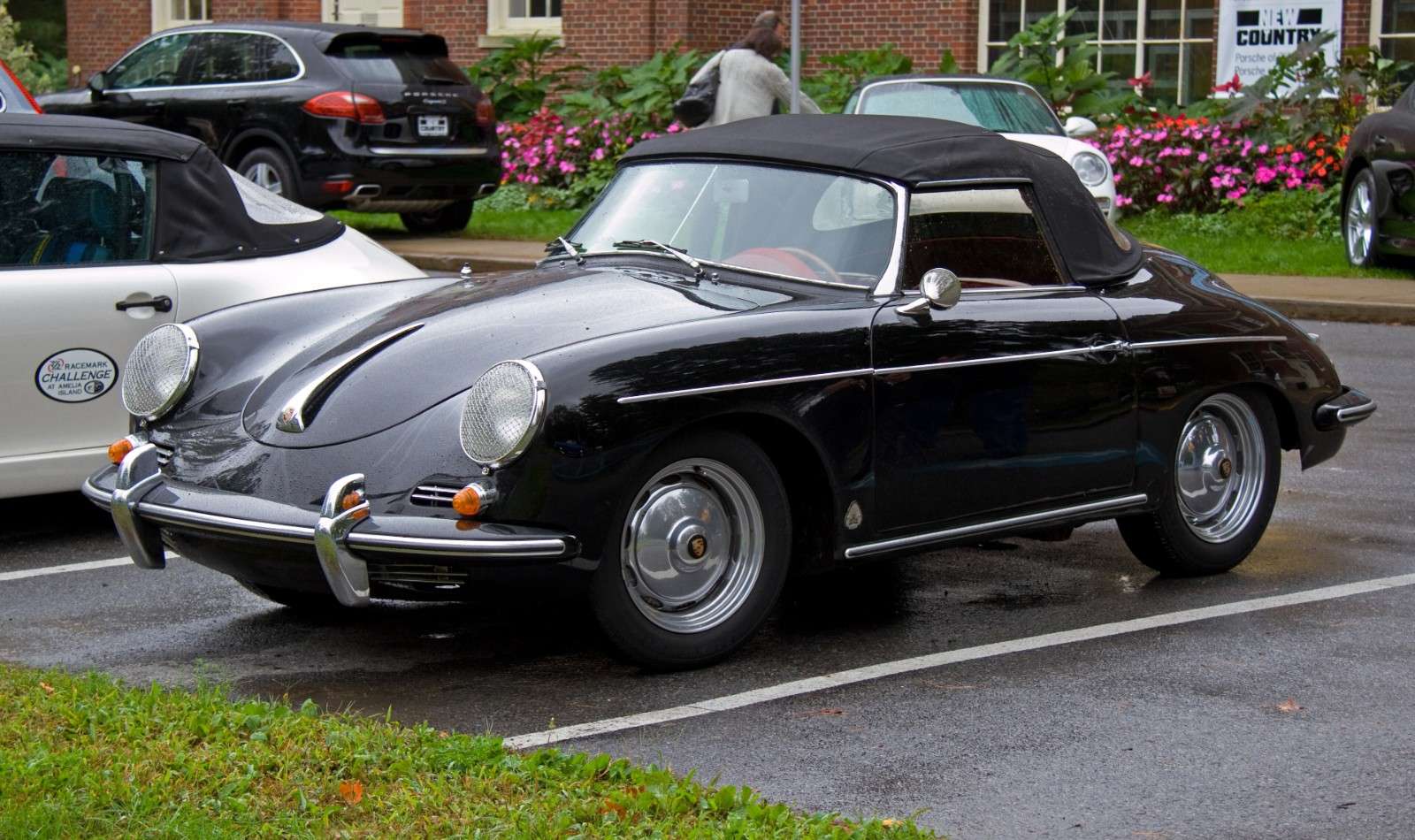 Black Porsche 356 B T5 Roadster with Drauz coachwork photographed from the front three-quarter