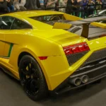 A Lamborghini Gallardo LP570-4 Squadra Corse on display at the 2014 Montreal auto show