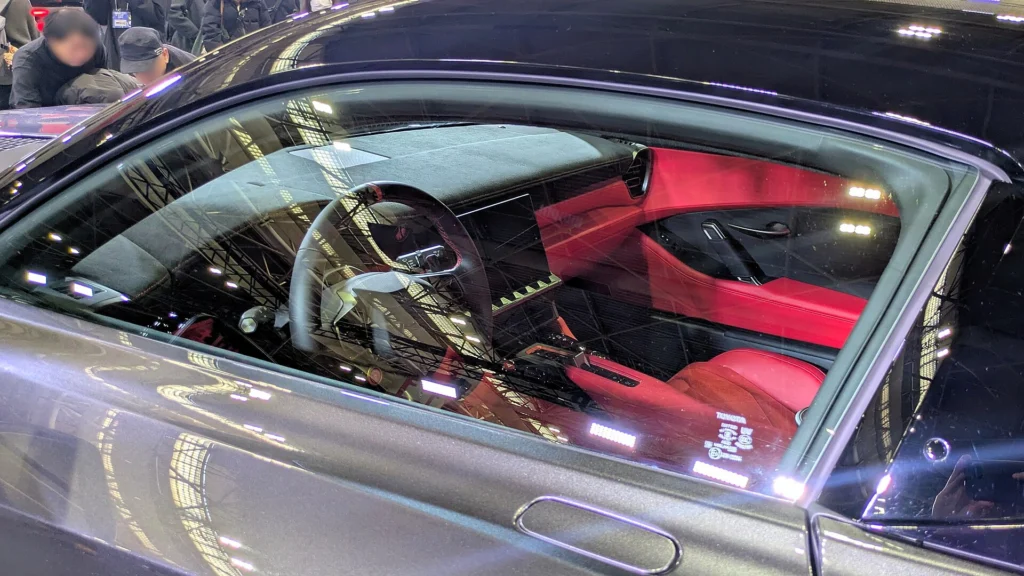 Interior and cockpit of the Toyota GR GT prototype shown at Osaka Auto Messe 2026
