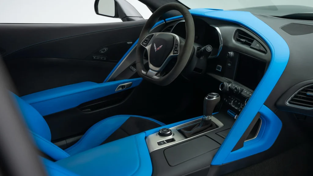 Tension Blue two-tone leather interior of the 2017 Corvette Grand Sport Collector Edition